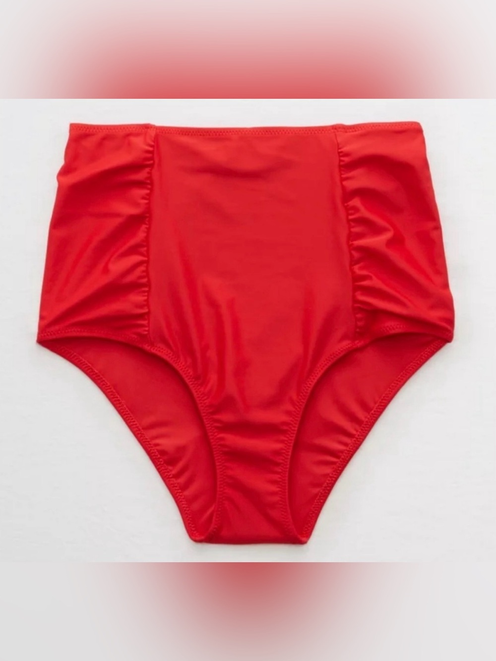 NWT Aerie High Waisted Retro Bikini Bottom in Red - Size L